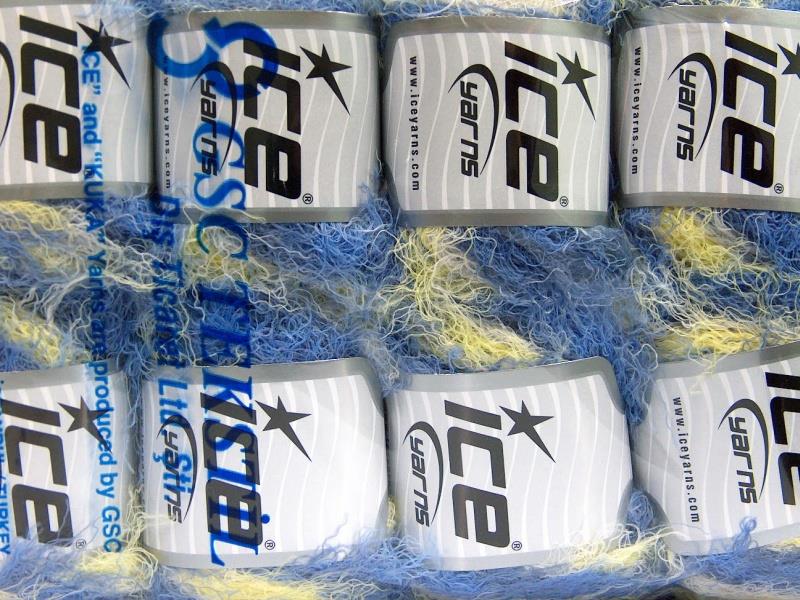 8x50gr. MODENA VISCOSE Sarı, Mavi Tonları Yün, Viskon Yumoş, Sakallı, Kışlık, Yün, Viskon, Yazlık İplikler, Batik Desenli, Kalın