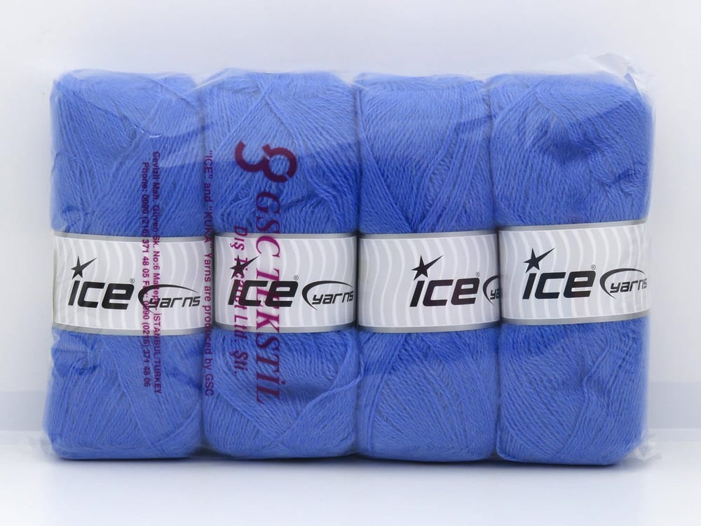 4x100gr. MOHAIR PASTEL Açık Mavi Tiftik, Yün, Premium Akrilik Kışlık, Tiftik, Batik Desenli