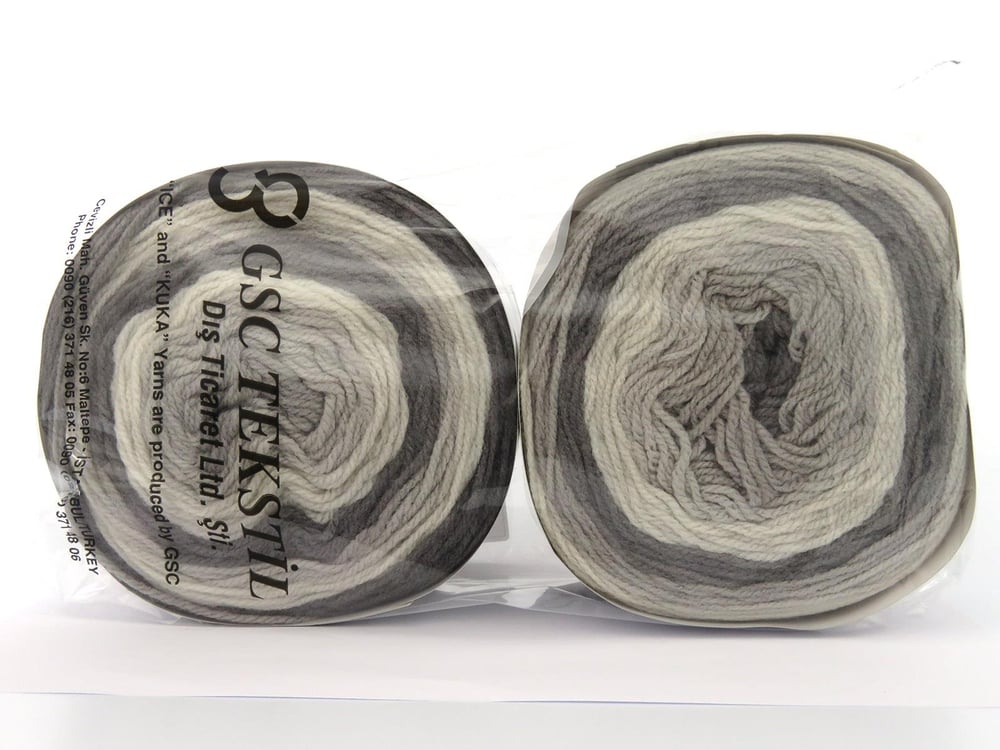 2x150gr. MUFFINS Gri Tonları Akrilik Kışlık, Düz iplikler, Batik Desenli, 100% Akrilik , Akrilik