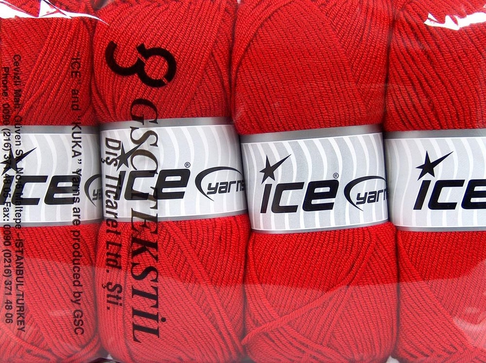 4x100gr. MY BABY Kırmızı  Kışlık, Düz iplikler, Worsted, 100% Akrilik , Anti-Pilling