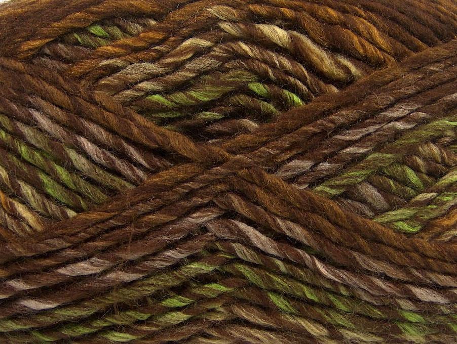 4x100gr. MYSTIQUE Yeşil, Kahverengi Tonları Yün, Akrilik Kışlık, Yün, Batik Desenli, Kalın