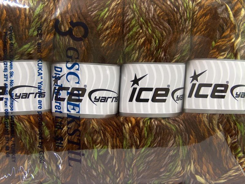 4x100gr. MYSTIQUE Yeşil, Kahverengi Tonları Yün, Akrilik Kışlık, Yün, Batik Desenli, Kalın