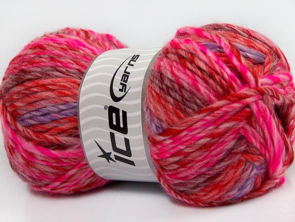 4x100gr. MYSTIQUE Pembe, Kırmızı, Leylak, Bordo Yün, Akrilik Kışlık, Yün, Batik Desenli, Kalın