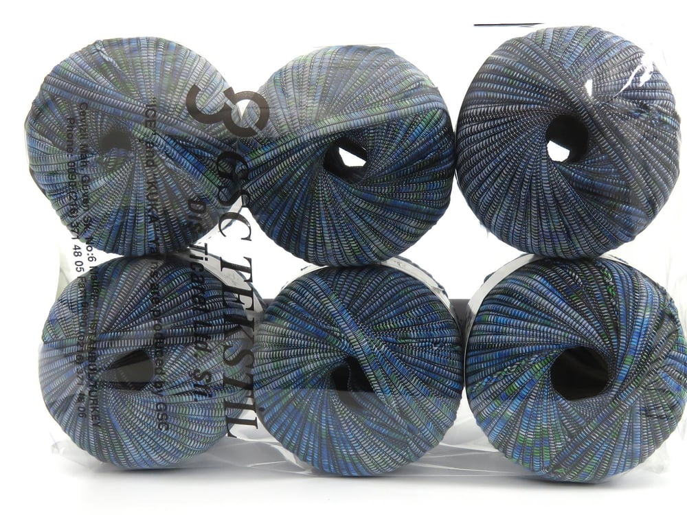 6x50gr. NAMASTE Siyah, Mavi Tonları  Şerit, Yazlık İplikler, Batik Desenli, Kalın