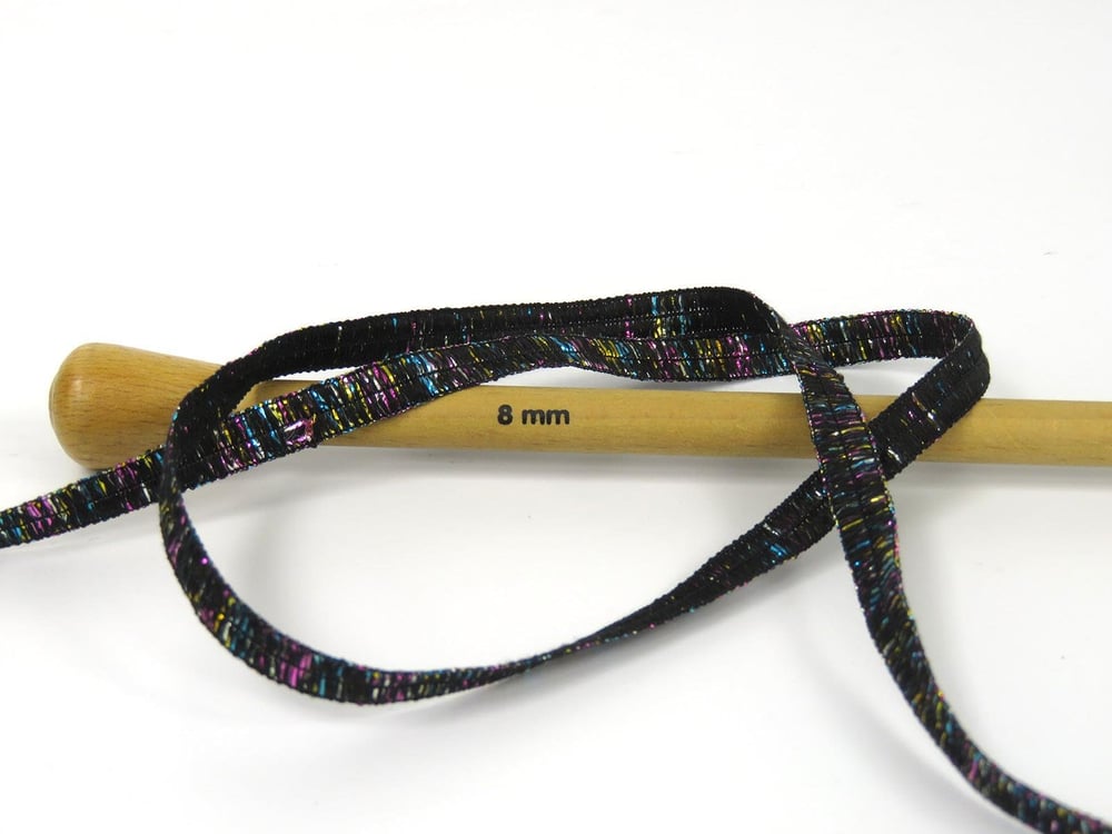 6x50gr. NAMASTE GLITZ Siyah, Gökkuşağı Metalik Simli Şerit, Yazlık İplikler, Batik Desenli, Kalın