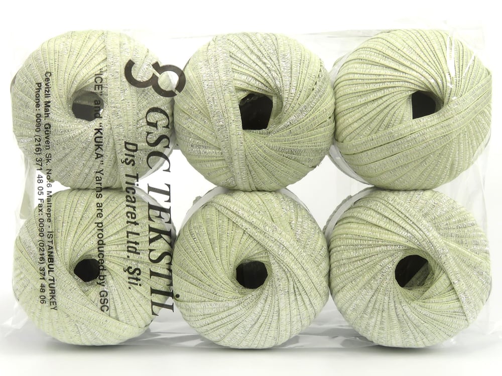 6x50gr. NAMASTE GLITZ Gümüş, Koyu Krem Metalik Simli Şerit, Yazlık İplikler, Batik Desenli, Kalın