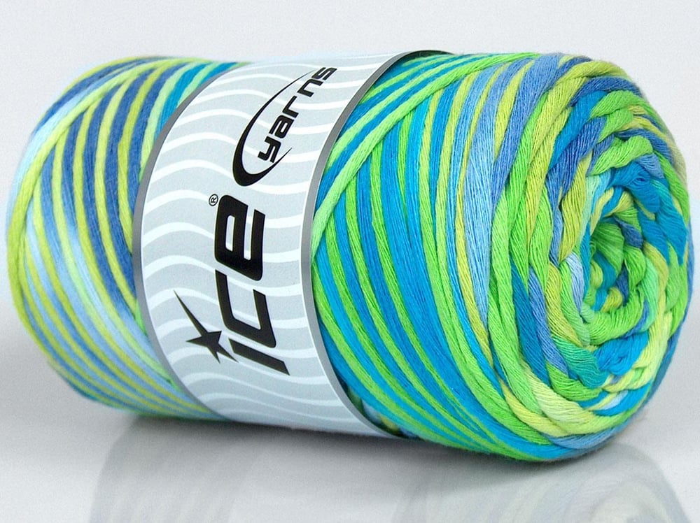 1x250gr. NATURAL COTTON COLOR 3MM Mavi, Leylak, Yeşil Tonları Pamuk Yazlık İplikler, Pamuk, Batik Desenli, Kalın