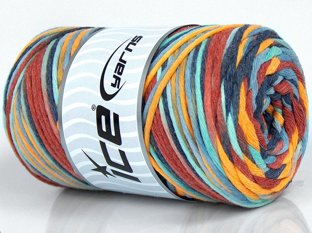 1x250gr. NATURAL COTTON COLOR 3MM Altın, Bakır, Mavi Tonları, Nane Yeşil Pamuk Yazlık İplikler, Pamuk, Batik Desenli, Kalın