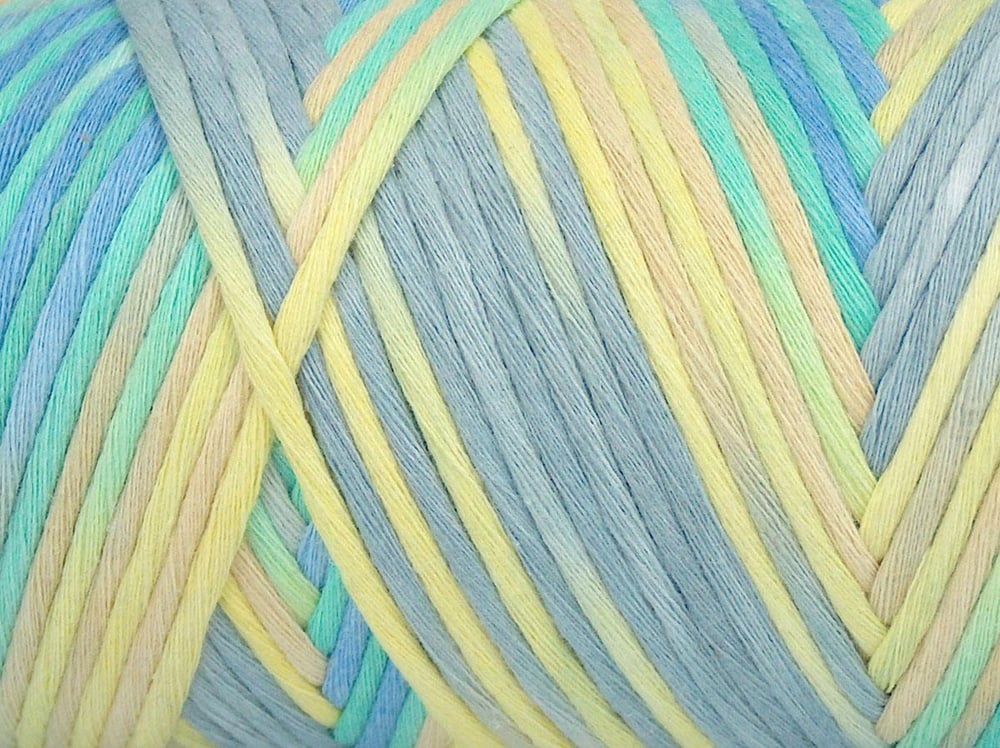 1x250gr. NATURAL COTTON COLOR 3MM Açık Gri, Yeşil Tonları, Açık Sarı Pamuk Yazlık İplikler, Pamuk, Batik Desenli, Kalın