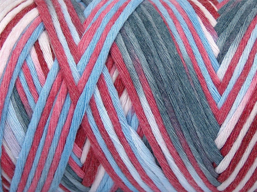 1x250gr. NATURAL COTTON COLOR 3MM Kırmızı, Gri, Açık Mavi, Pembe tonları Pamuk Yazlık İplikler, Pamuk, Batik Desenli, Kalın