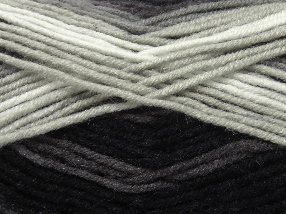 4x100gr. NICE BABY Siyah, Gri Tonları Premium Akrilik Kışlık, Bebe, Batik Desenli, Worsted, 100% Akrilik