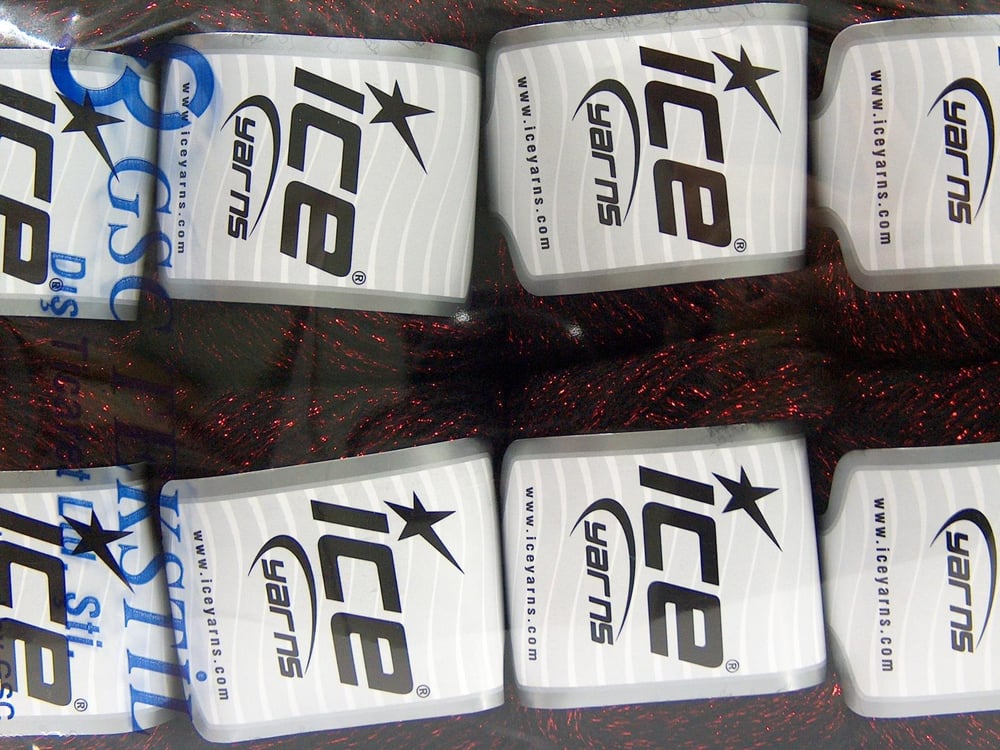 8x50gr. NIGHT STAR Siyah, Kırmızı Viskon, Yün, Akrilik, Metalik Simli Metalik Simli, Kışlık, Yün, Viskon, Zincir