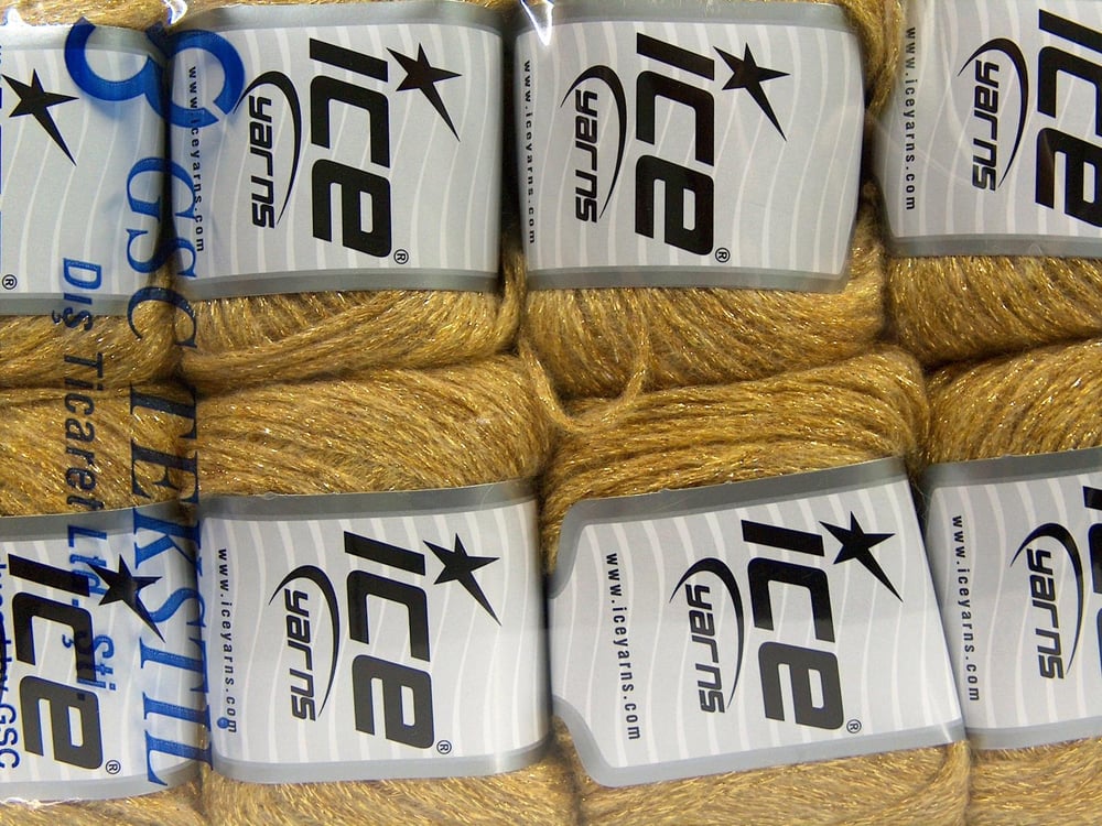 8x50gr. NIGHT STAR Altın Viskon, Yün, Akrilik, Metalik Simli Metalik Simli, Kışlık, Yün, Viskon, Zincir