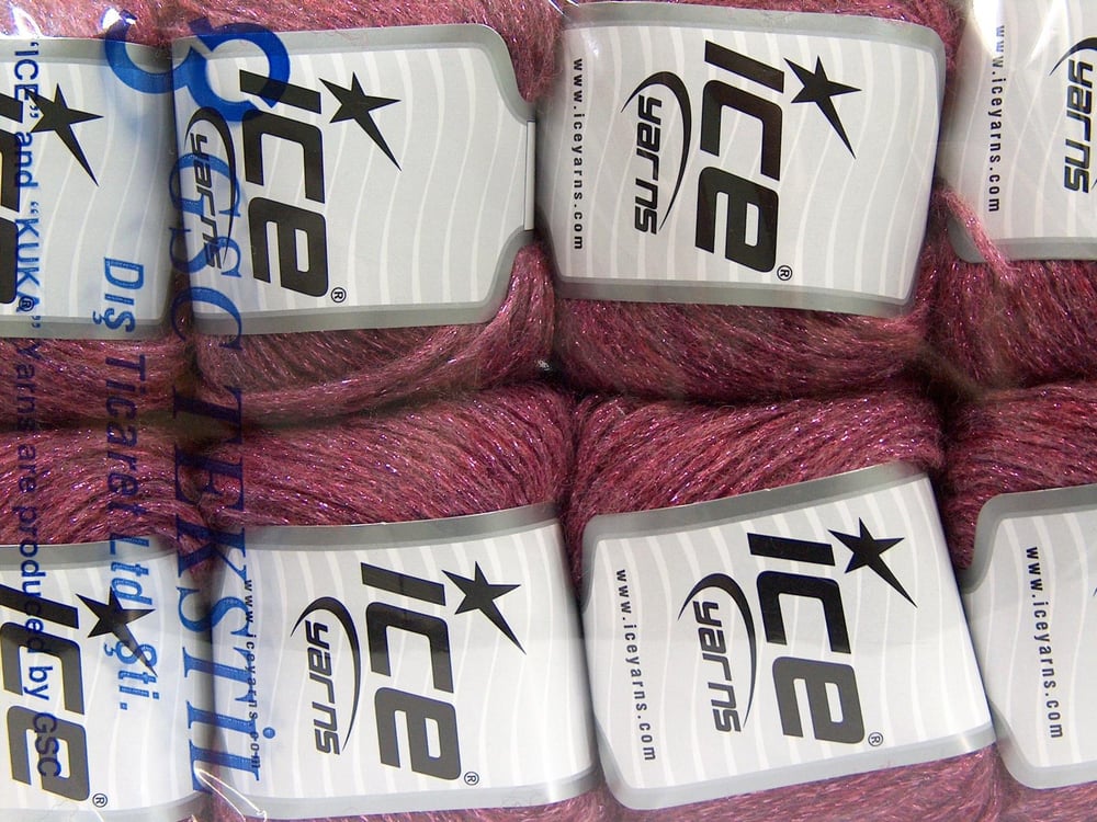 8x50gr. NIGHT STAR Pembe Viskon, Yün, Akrilik, Metalik Simli Metalik Simli, Kışlık, Yün, Viskon, Zincir
