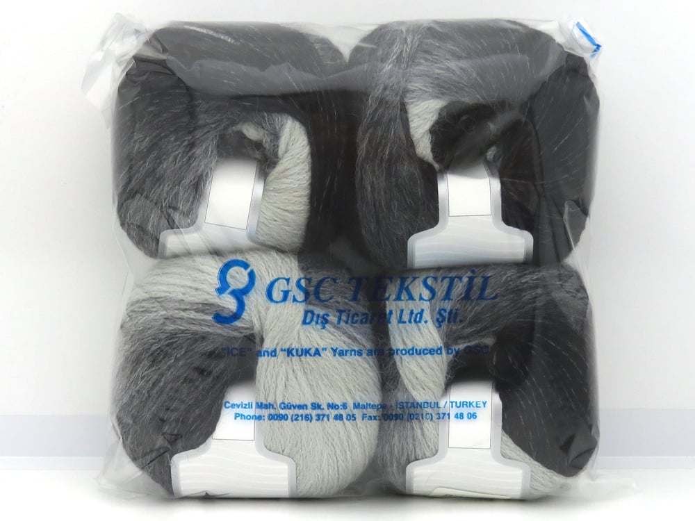 4x100gr. NORDIC LIGHT Siyah, Gri Yün, Akrilik Kışlık, Yün, Batik Desenli, Worsted, Zincir, Akrilik