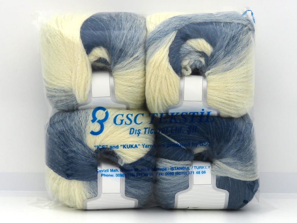 4x100gr. NORDIC LIGHT Krem, Turkuaz Yün, Akrilik Kışlık, Yün, Batik Desenli, Worsted, Zincir, Akrilik