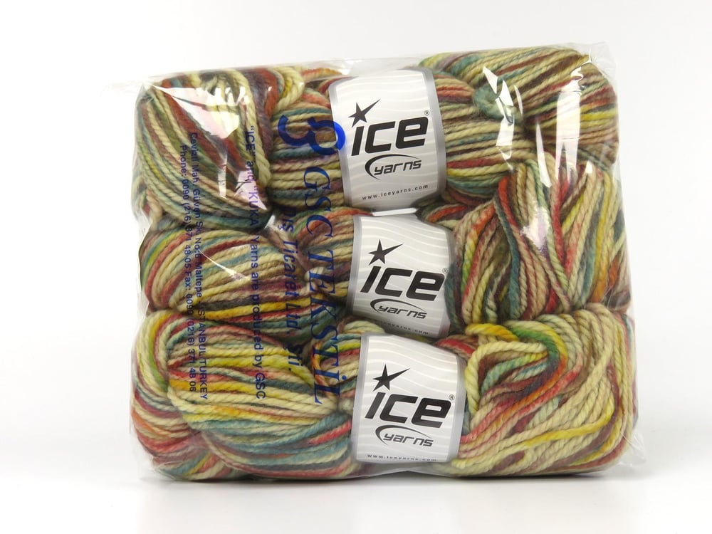 3x100gr. ORGANIC WOOL BULKY HAND PAINT Gökkuşağı  Lüks, Kışlık, Yün, 100% Yün, Kalın, El Boyama, Keçe