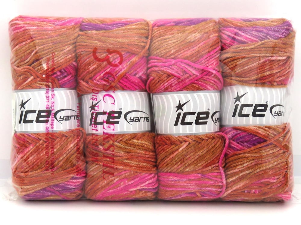 Lot of 4 x 100gr Skeins Ice Yarns ORLANDO Yarn Gold Shades Purple Pink
