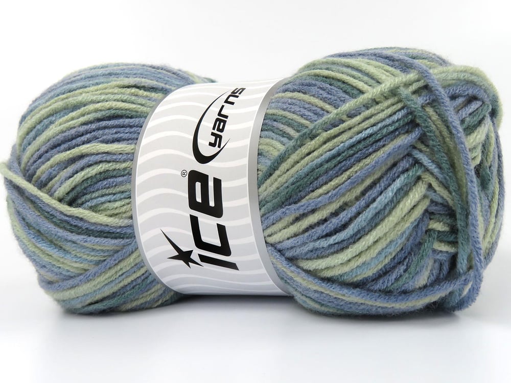 4x100gr. PARTY Yeşil Tonları, Mavi Tonları Akrilik Kışlık, Batik Desenli, Worsted, 100% Akrilik