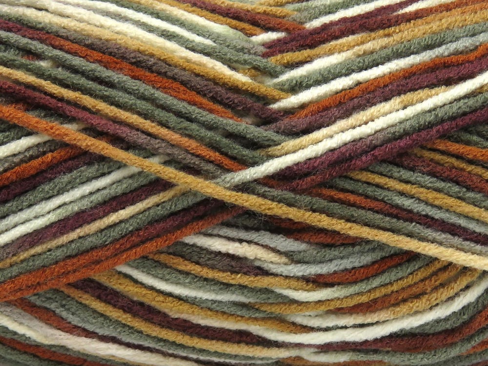 4x100gr. PARTY Yeşil, Beyaz, Kahverengi Tonları Akrilik Kışlık, Batik Desenli, Worsted, 100% Akrilik