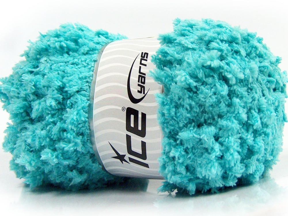 4x100gr. PUFFY POPCORN Turkuaz Mikro Fiber Yumoş, Sakallı, Kışlık, Ponpon, Çok Kalın