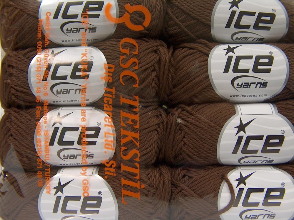 8x50gr. PURE COTTON Koyu Kahverengi Pamuk Bebe, Yazlık İplikler, Pamuk, Düz iplikler, %100 Pamuk, Worsted