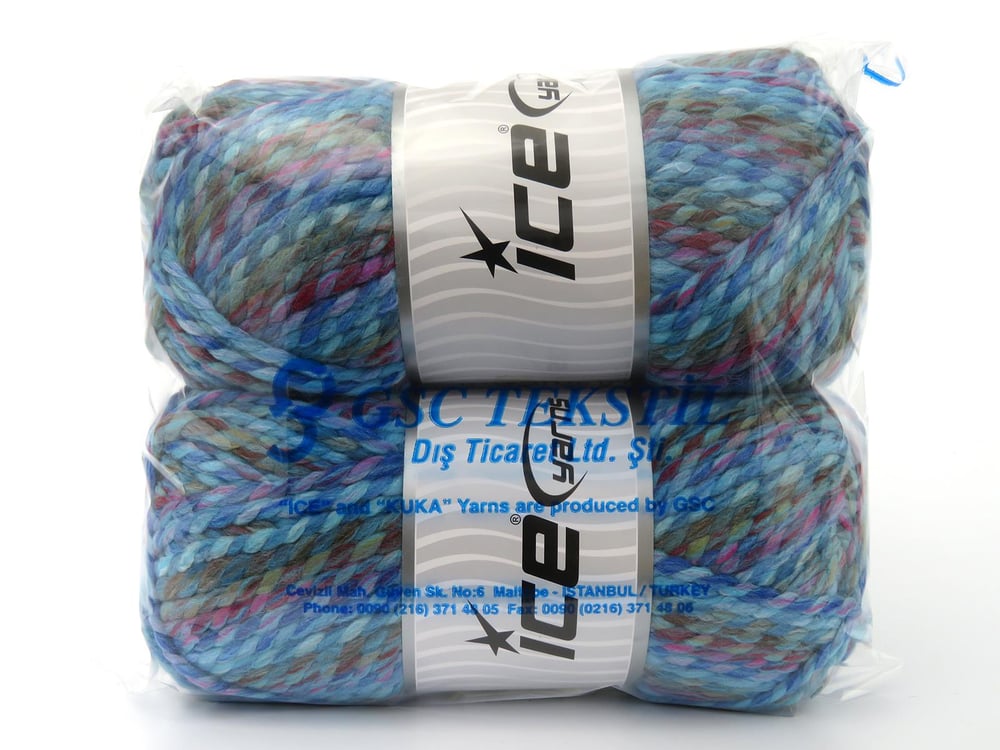 2x200gr. PUZZLE WOOL CHUNKY Deve Tüyü, Fuşya, Bakır, Turkuaz Tonları Yün, Akrilik Kışlık, Yün, Çok Kalın, Batik Desenli, Akrilik