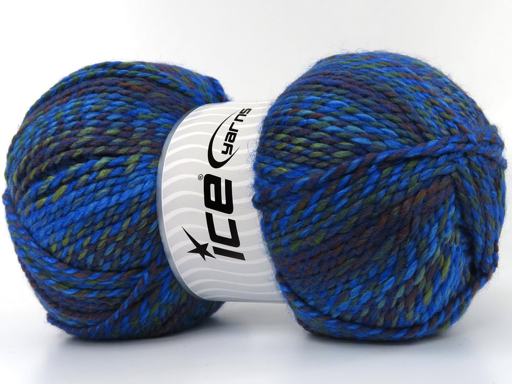 2x200gr. PUZZLE WOOL WORSTED Yeşil, Bakır, Mavi Tonları Yün, Akrilik Kışlık, Yün, Batik Desenli, Worsted