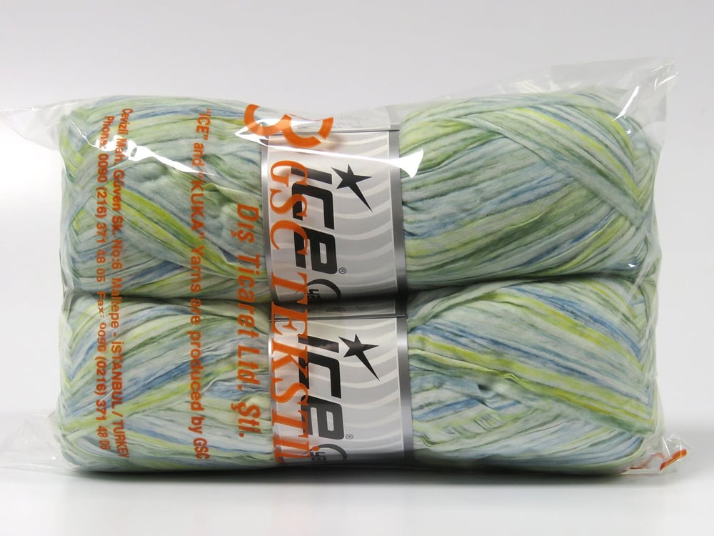 2x100gr. RAFFIA COLOR Yeşil, Turkuaz, Sarı  Şerit, Yazlık İplikler, Worsted