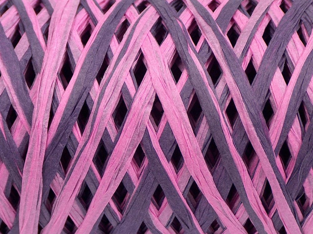 2x100gr. RAFFIA MULTI Pembe, Mor Viskon Şerit, Viskon, Yazlık İplikler, %100 Viskon, Worsted
