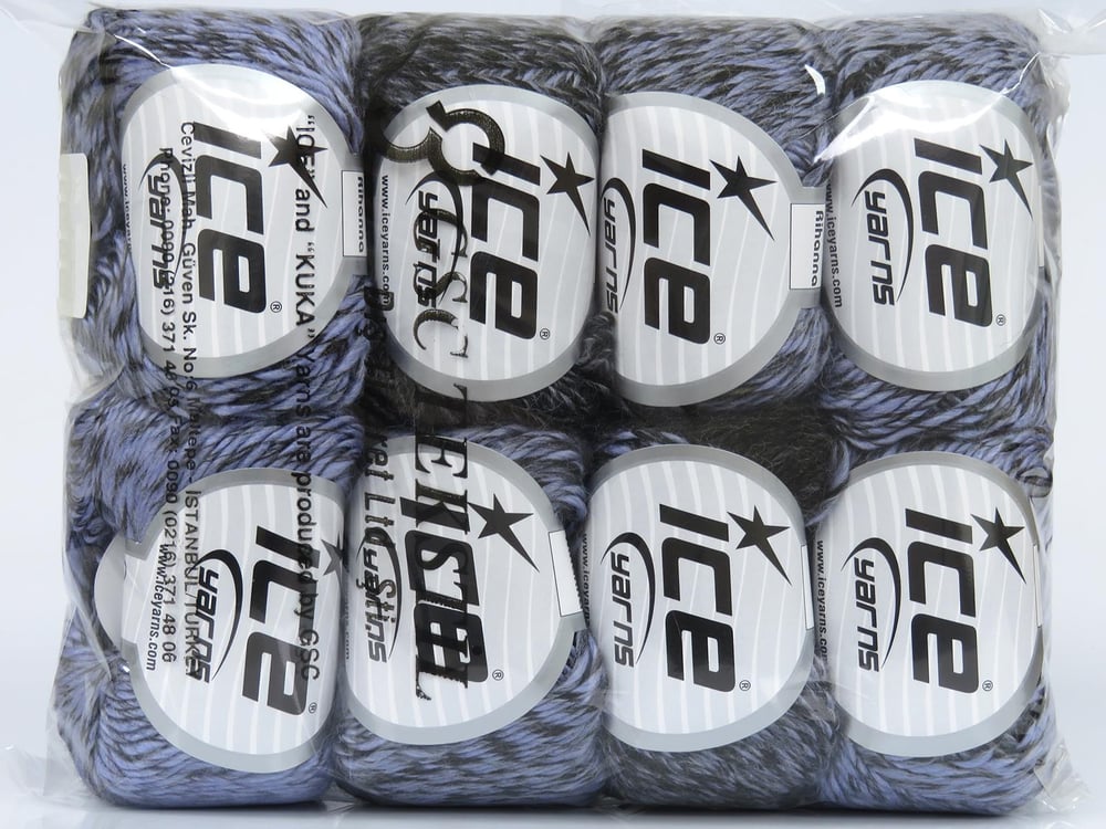 8x50gr. RIHANNA Siyah Akrilik, Yün Kışlık, Yün, Batik Desenli, Akrilik