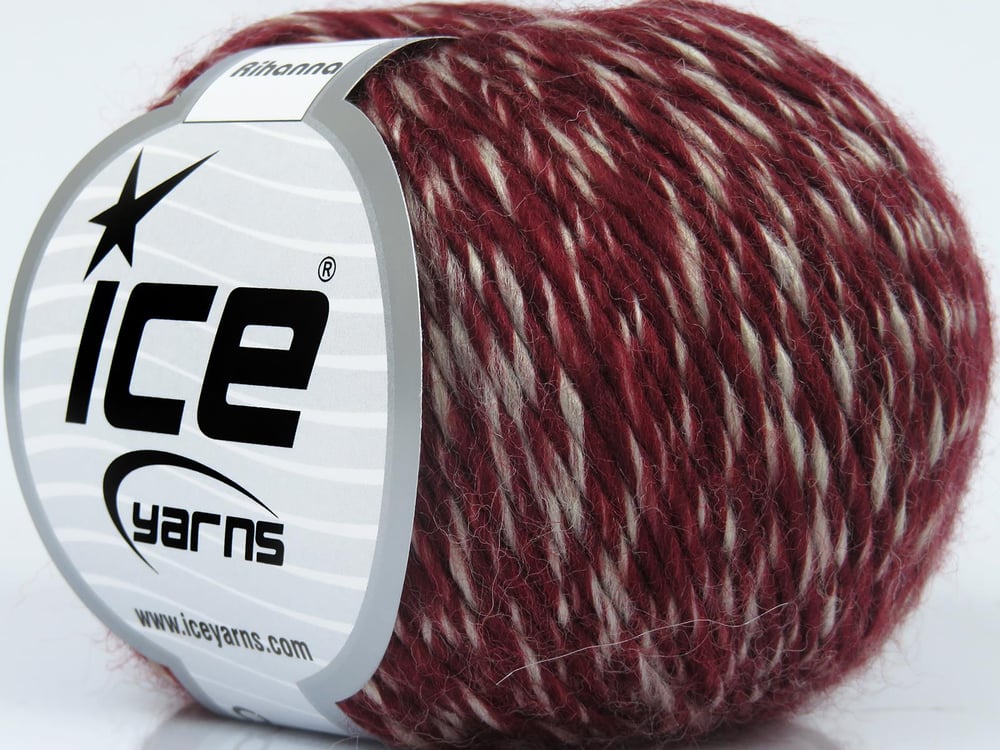 8x50gr. RIHANNA Bordo, Açık Bej Akrilik, Yün Kışlık, Yün, Batik Desenli, Akrilik