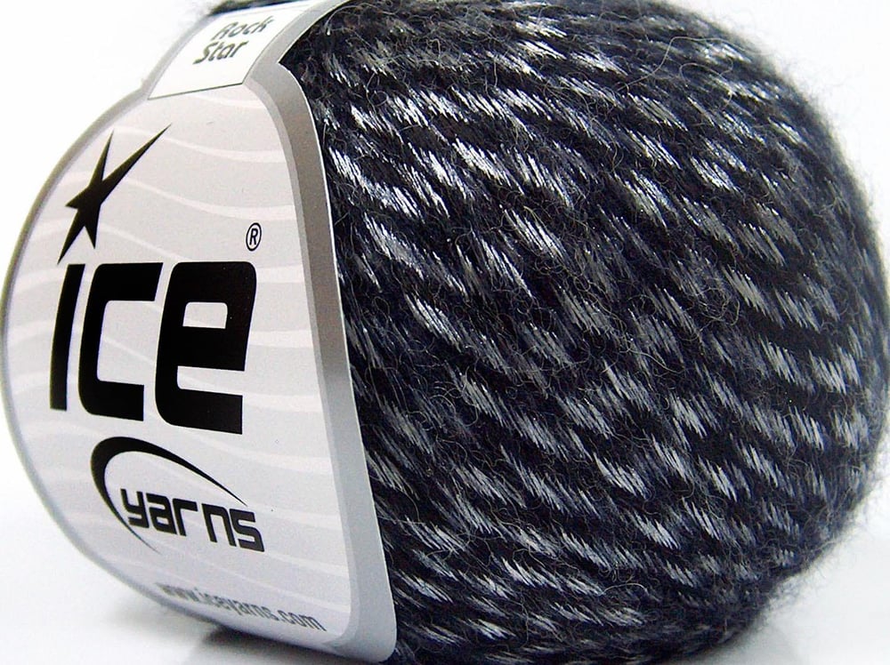 8x50gr. ROCK STAR Mor, Gümüş Akrilik, Merino Yün Merinos, Kışlık, Yün, Worsted