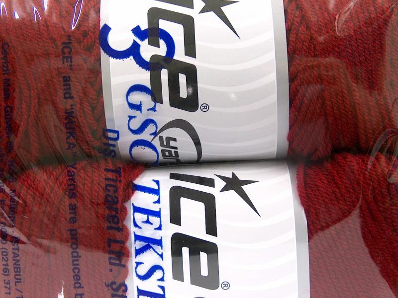 2x200gr. SAVER Koyu kırmızı  Kışlık, Düz iplikler, Worsted, 100% Akrilik , Makina Yıkama