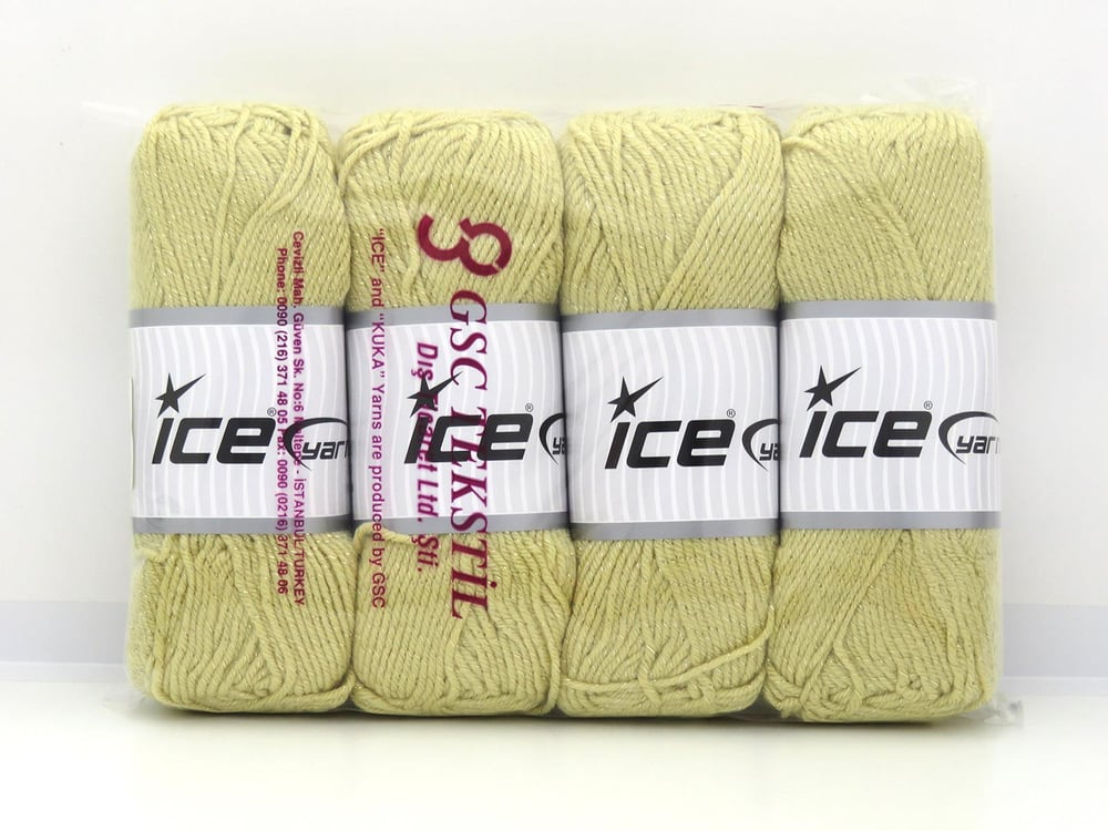 4x100gr. SAVER GLITZ Açık Sarı Metalik Simli, Akrilik Metalik Simli, Kışlık, Düz iplikler, Worsted, Düz, Akrilik, Makina Yıkama