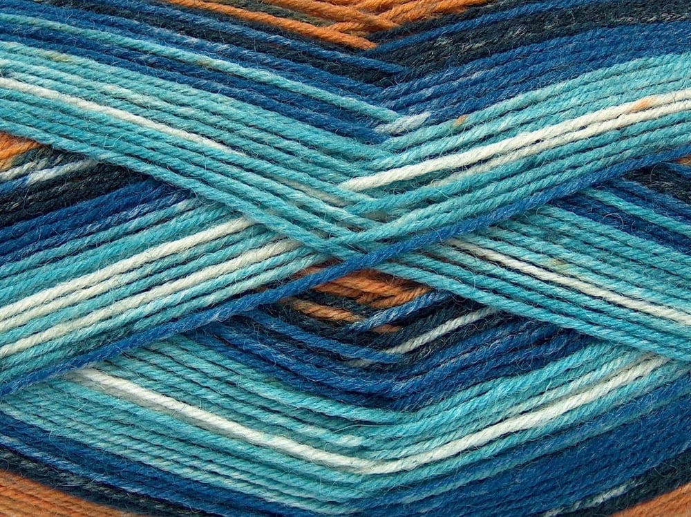 4x100gr. SMART SOCK Deve Tüyü, Mavi Tonları  Kışlık, Çok İnce, Yün, Batik Desenli, Makina Yıkama