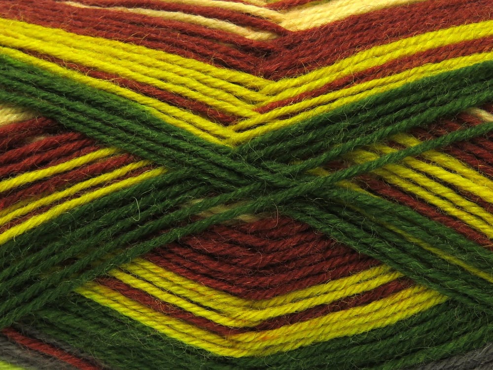 4x100gr. SMART SOCK Krem, Gri, Yeşil Tonları, Bakır  Kışlık, Çok İnce, Yün, Batik Desenli, Makina Yıkama