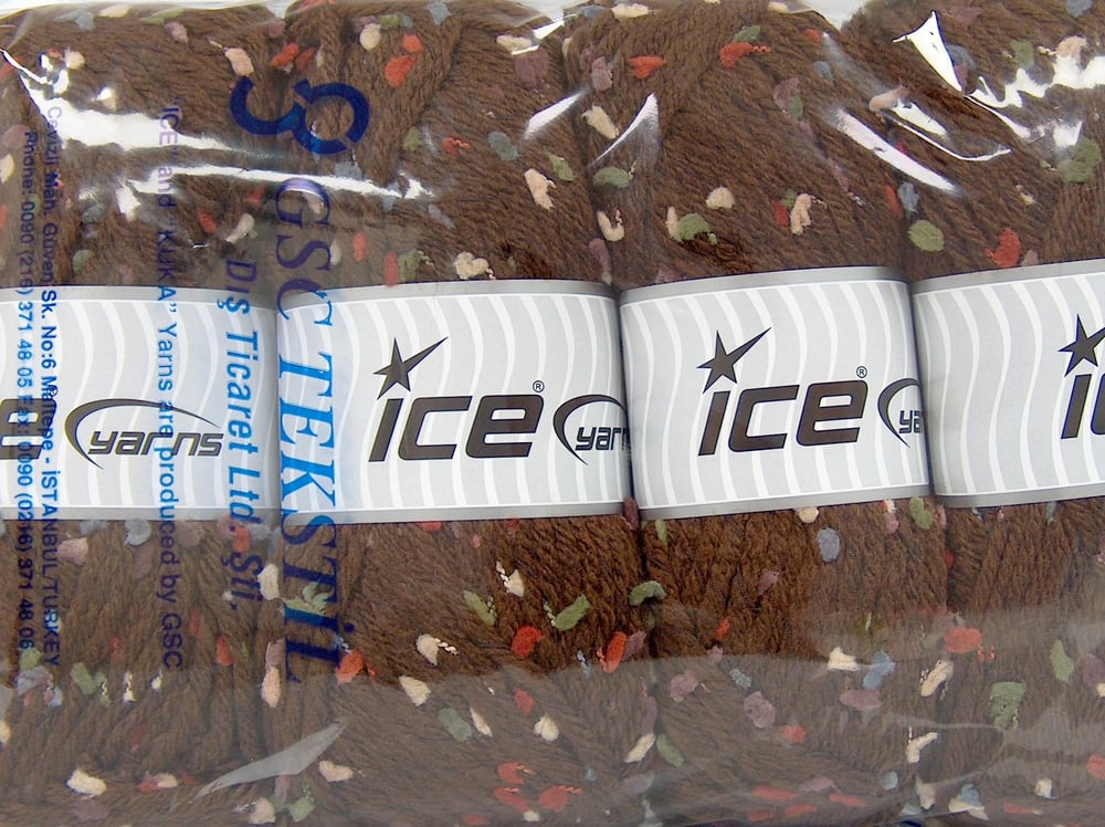 4x100gr. SNOWDROP Kahverengi Yün, Premium Akrilik Kışlık, Yün, Noktalı, Çok Kalın