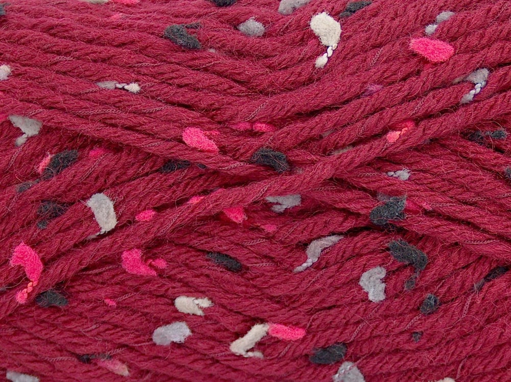 4x100gr. SNOWDROP Bordo Yün, Premium Akrilik Kışlık, Yün, Noktalı, Çok Kalın