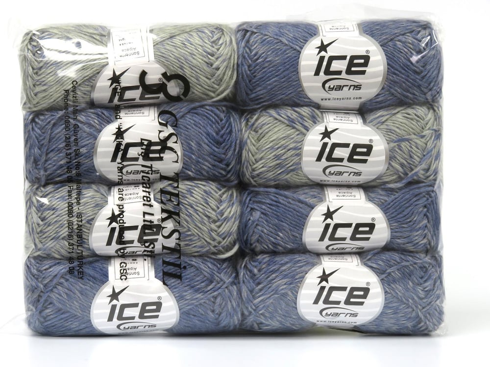 8x50gr. SONRIENTE ALPACA Açık Gri, Açık Mavi Yün, Alpaka, Akrilik Lüks, Alpaka, Kışlık, Yün, Worsted, Akrilik