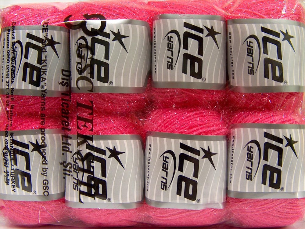 8x50gr. SPARKLE SOFT Koyu pembe Metalik Simli Metalik Simli, Yumoş, Sakallı, Kışlık