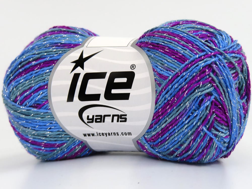 8x50gr. SUMMER ROSE GLITZ Yeşil, Mavi, Fuşya Metalik Simli, Akrilik Metalik Simli, Yazlık İplikler, Batik Desenli, Akrilik