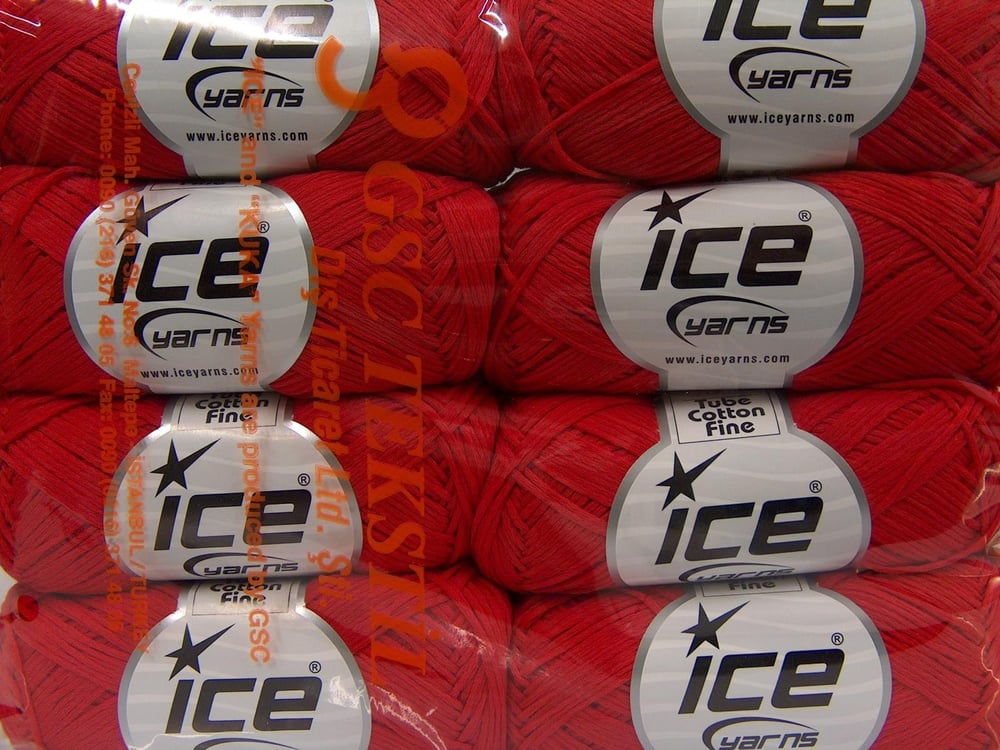 8x50gr. TUBE COTTON FINE Kırmızı Pamuk Yazlık İplikler, Pamuk