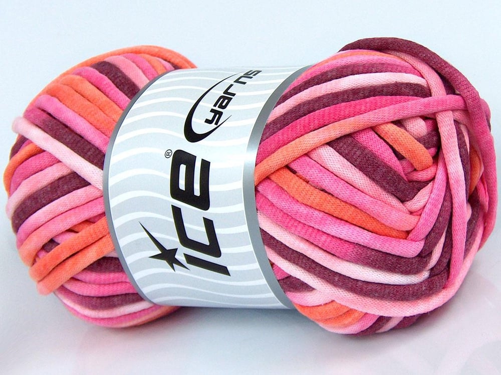 1x250gr. TUBE COTTON JUMBO COLOR Turuncu, Maron, Pembe tonları Pamuk Yazlık İplikler, Pamuk, Çok Kalın, Batik Desenli