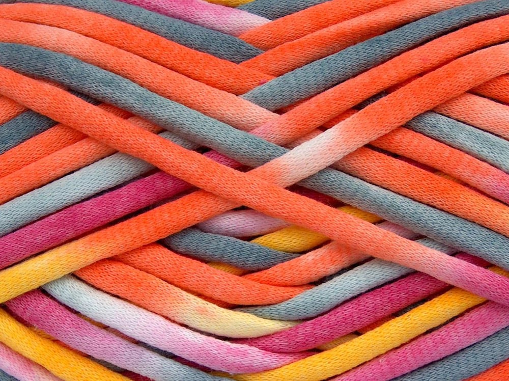 1x250gr. TUBE COTTON JUMBO COLOR Pembe, Turuncu, Sarı, Açık Gri Pamuk Yazlık İplikler, Pamuk, Çok Kalın, Batik Desenli