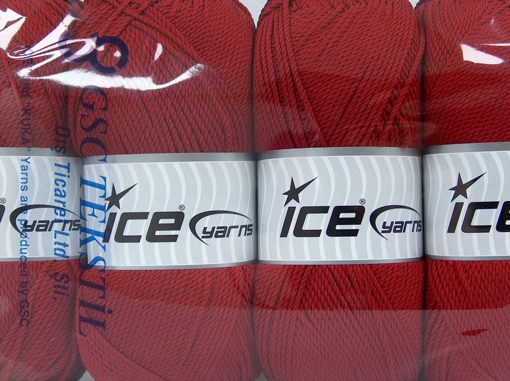 4x100gr. TWISTER DK Koyu kırmızı Akrilik Kışlık, Düz iplikler, 100% Akrilik