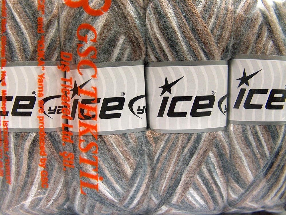 4x100gr. UNIVERSE Kahverengi, Siyah, Deve Tüyü, Gri Tonları Akrilik, Yün Merinos, Kışlık, Yün, Worsted, Zincir