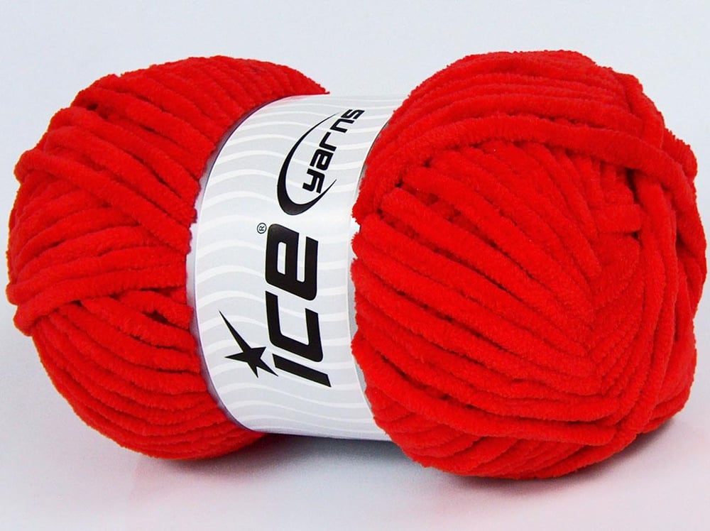 4x100gr. VELVET CHENILLE Kırmızı Mikro Polyester Kışlık, Bebe, Şönil, Worsted
