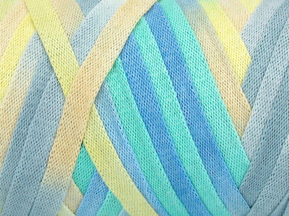 1x250gr. VISCOT RIBBON COLOR Açık Gri, Yeşil Tonları, Açık Sarı Viskon, Pamuk Şerit, Yazlık İplikler, Pamuk, Çok Kalın, Batik Desenli