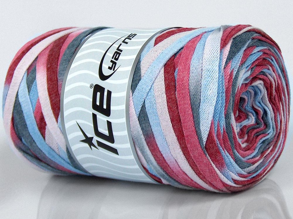 1x250gr. VISCOT RIBBON COLOR Kırmızı, Gri, Açık Mavi, Pembe tonları Viskon, Pamuk Şerit, Yazlık İplikler, Pamuk, Çok Kalın, Batik Desenli